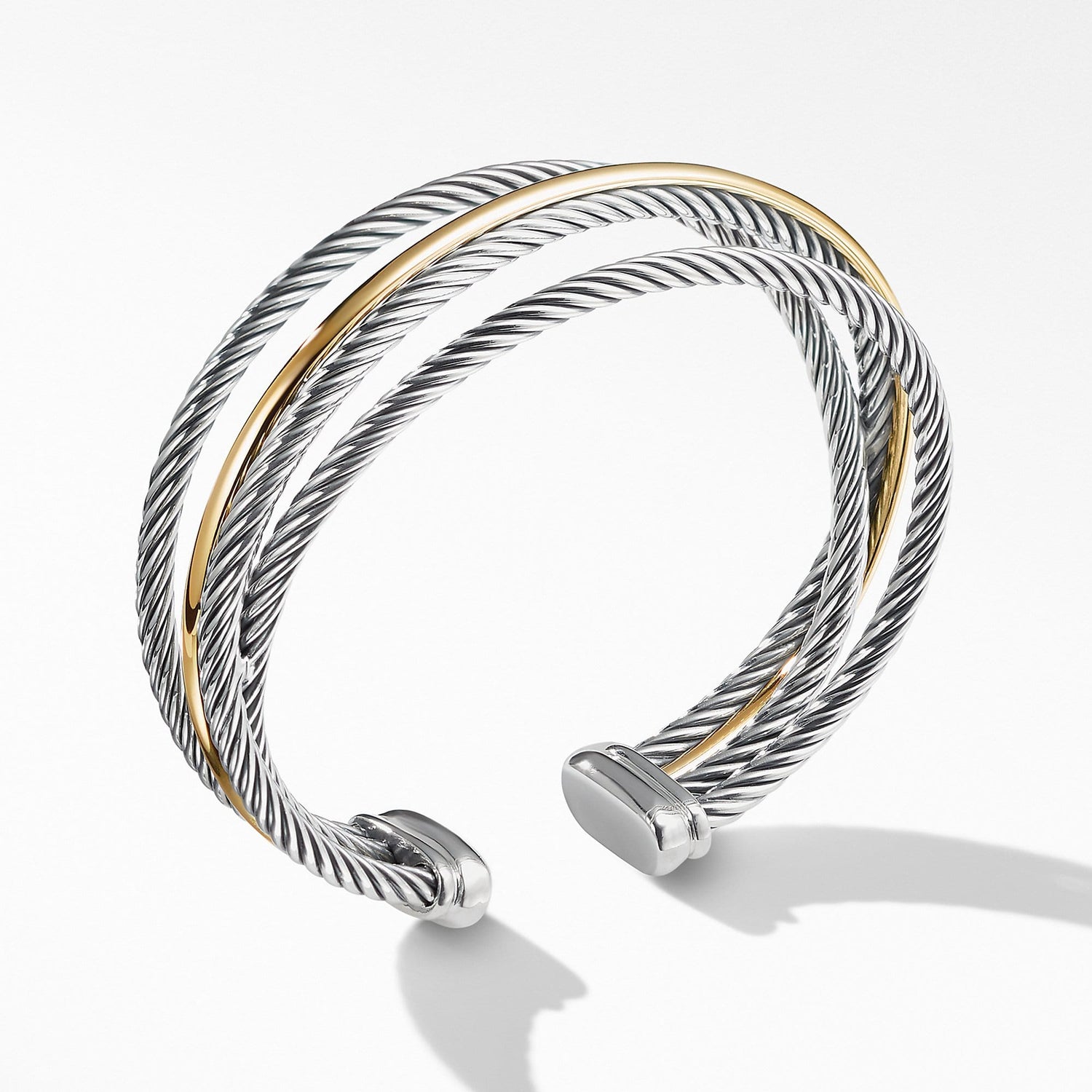 Crossover Three-Row Cuff with Gold - David Yurman- Diamond Cellar