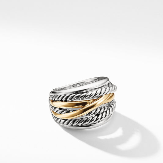 Crossover Wide Ring with Gold - David Yurman- Diamond Cellar