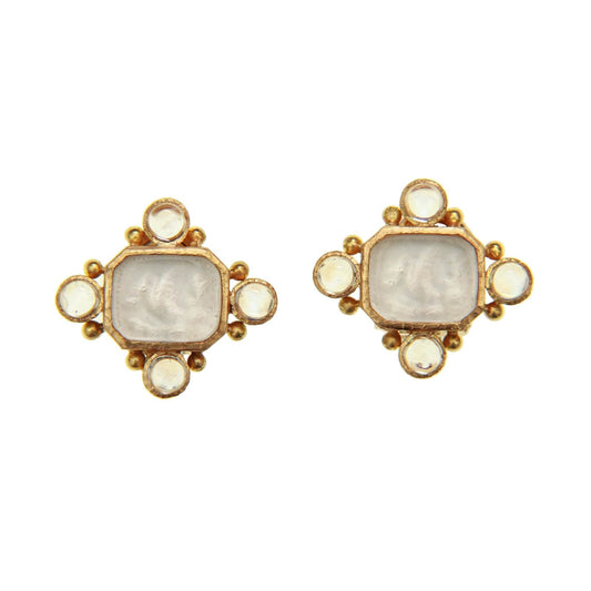 Crystal Venetian Glass ‘Putto with Swan’ Earrings - Elizabeth Locke Jewels- Diamond Cellar