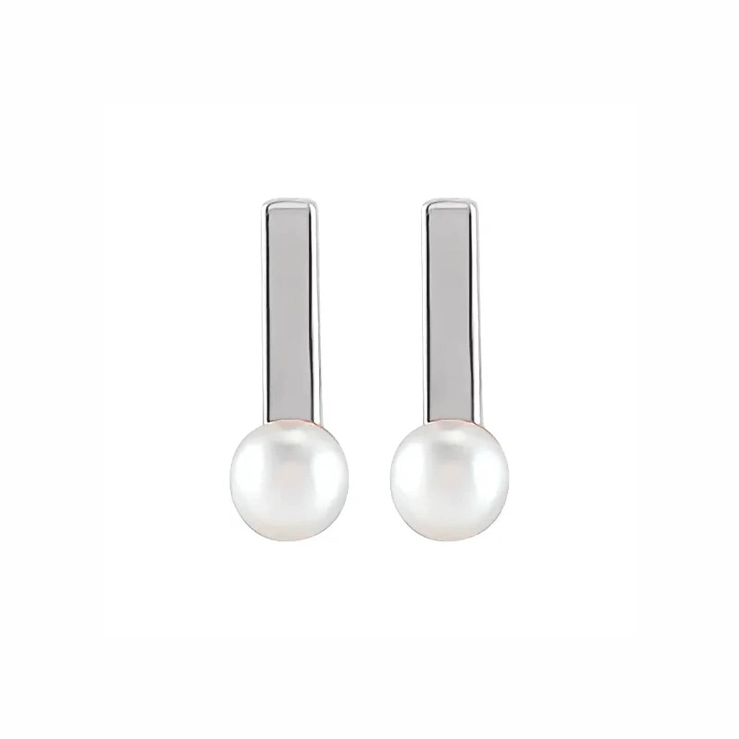 Cultured Seed Pearl Bar Earrings - Diamond Cellar- Diamond Cellar
