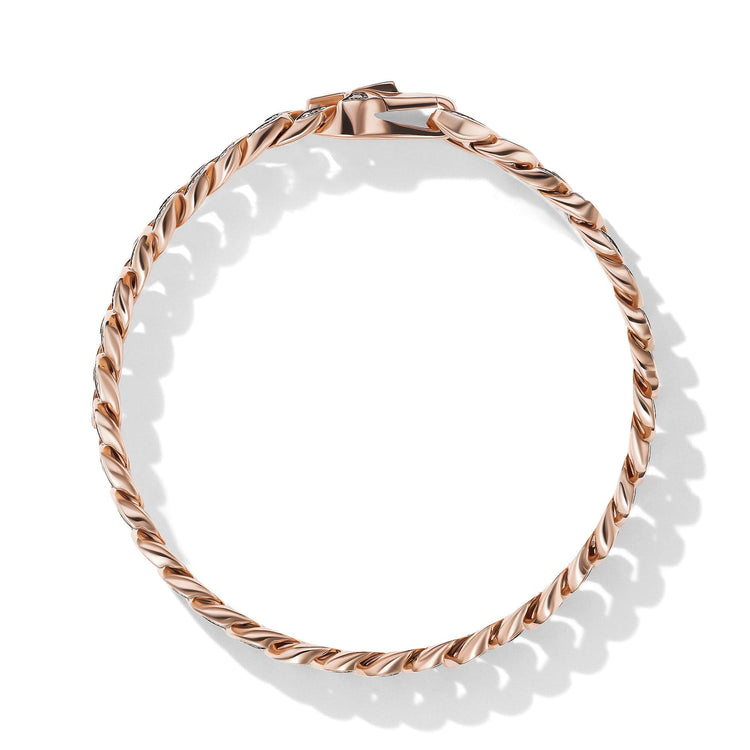 Curb Chain Bracelet in 18K Rose Gold with Pave Cognac Diamonds - David Yurman- Diamond Cellar