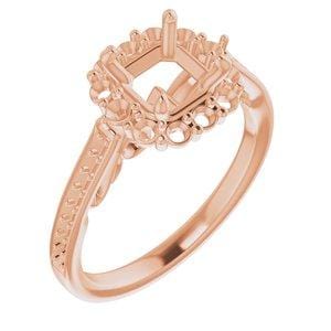 Custom 10K Rose 6 mm Asscher Engagement Ring Mounting - STULLER- Diamond Cellar
