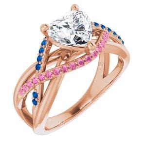 Custom 10K Rose 7x7 mm Heart Engagement Ring Mounting - STULLER- Diamond Cellar