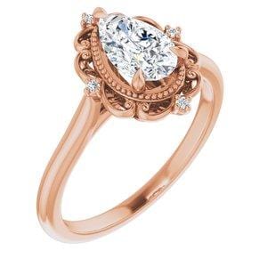 Custom 10K Rose 8x5 mm Pear Engagement Ring Mounting - STULLER- Diamond Cellar
