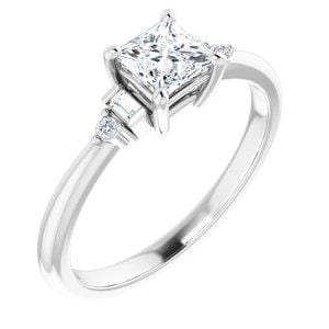 Custom 10K White 4.5 mm Square Engagement Ring Mounting - STULLER- Diamond Cellar