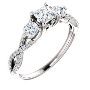 Custom 10K White 4x4 mm Square Engagement Ring Mounting - STULLER- Diamond Cellar