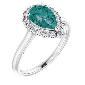 Custom 10K White 9 x 6 mm Pear French-Set Engagement Ring Mounting - STULLER- Diamond Cellar