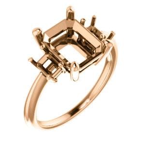 Custom 14K Rose 10x8 mm Emerald Engagement Ring Mounting - STULLER- Diamond Cellar