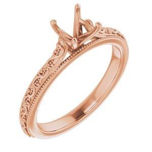 Custom 14K Rose 5.8 mm Round Solitaire Engagement Ring Mounting - STULLER- Diamond Cellar