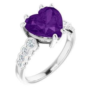 Custom 14K White 10x10 mm Heart Ring Mounting - STULLER- Diamond Cellar