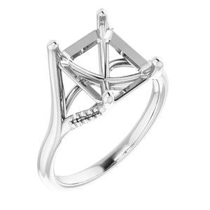 Custom 14K White 10x8 mm Emerald Engagement Ring Mounting - STULLER- Diamond Cellar