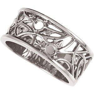 Custom 14K White 2-Stone Family Floral-Inspired Ring Mounting - STULLER- Diamond Cellar