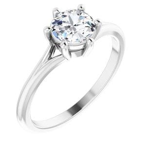 Custom 14K White 6 mm Round Rose-Cut Engagement Ring Mounting - STULLER- Diamond Cellar