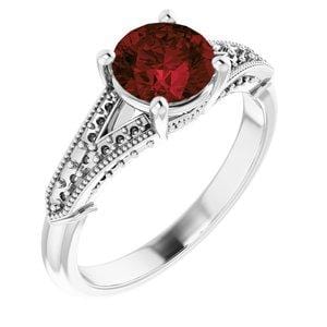 Custom 14K White 6.5 mm Round Engagement Ring Mounting - STULLER- Diamond Cellar