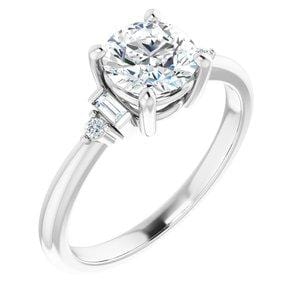 Custom 14K White 6.5 mm Round Engagement Ring Mounting - STULLER- Diamond Cellar