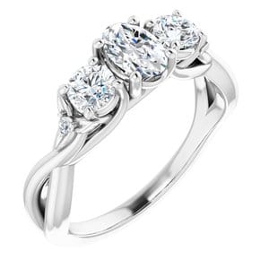 Custom 14K White 6x4 mm Oval Engagement Ring Mounting - STULLER- Diamond Cellar