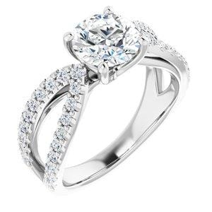 Custom 14K White 7 mm Round Engagement Ring Mounting - STULLER- Diamond Cellar