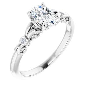 Custom 14K White 7 x 5 mm Round .05 CTW Diamond Semi-Set Engagement Ring - STULLER- Diamond Cellar