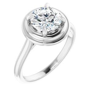 Custom 14K White 7.4 mm Round Solitaire Engagement Ring Mounting - STULLER- Diamond Cellar