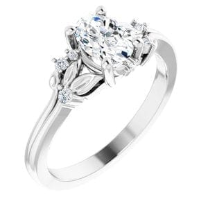 Custom 14K White 7x5 mm Oval .06 CTW Natural Diamond Semi-Set Engagement Ring - STULLER- Diamond Cellar