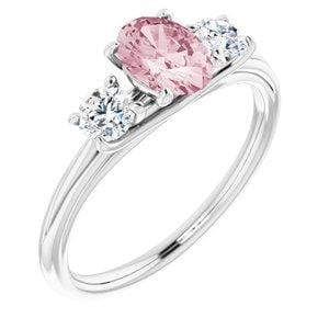 Custom 14K White 7x5 mm Oval 1/2 CTW Diamond Semi-Set 3-Stone Engagement Ring - STULLER- Diamond Cellar