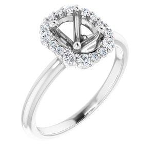Custom 14K White 7x5 mm Oval Engagement Ring Mounting - STULLER- Diamond Cellar