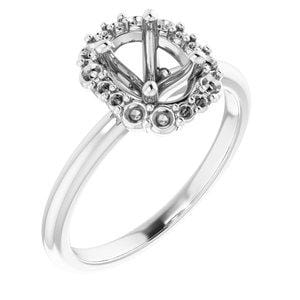 Custom 14K White 7x5 mm Oval Engagement Ring Mounting - STULLER- Diamond Cellar