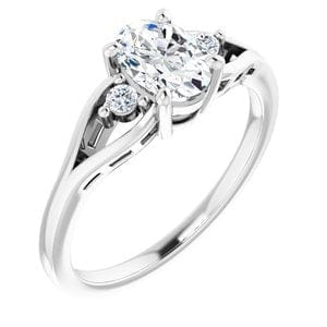 Custom 14K White 7x5 mm Oval Ring Mounting - STULLER- Diamond Cellar