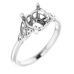 Custom 14K White 8 mm Round Engagement Ring Mounting - STULLER- Diamond Cellar