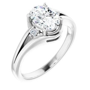 Custom 14K White 8x6 mm Oval Ring Mounting - STULLER- Diamond Cellar