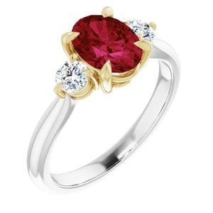 Custom 14K White/Yellow 8x6 mm Oval Engagement Ring Mounting - STULLER- Diamond Cellar