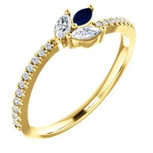 Custom 14K Yellow 3-Stone Marquise Family Ring Mounting - STULLER- Diamond Cellar
