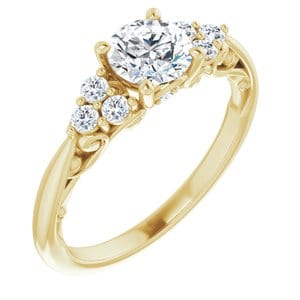 Custom 14K Yellow 5.8 mm Round 1/5 CTW Diamond Semi-Set Engagement Ring - STULLER- Diamond Cellar