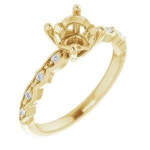 Custom 14K Yellow 6.5 mm Round Engagement Ring Mounting - STULLER- Diamond Cellar
