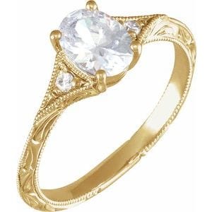 Custom 14K Yellow 7x5 mm Oval .02 CTW Natural Diamond Semi-Set Engagement Ring - STULLER- Diamond Cellar