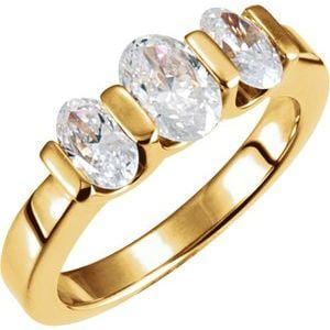 Custom 14K Yellow 7x5 mm Oval Center 3 Stone Ring Mounting - STULLER- Diamond Cellar