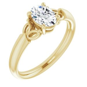 Custom 14K Yellow 7x5 mm Oval Engagement Ring Mounting - STULLER- Diamond Cellar