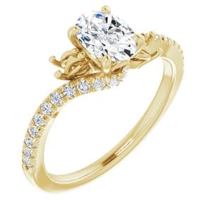 Custom 14K Yellow 7x5 mm Oval Engagement Ring Mounting - STULLER- Diamond Cellar