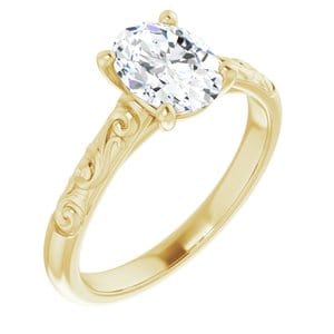 Custom 14K Yellow 8x6 mm Oval Solitaire Engagement Ring Mounting - STULLER- Diamond Cellar
