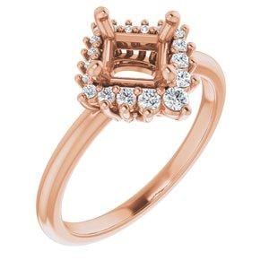 Custom 18K Rose 5.5 mm Square Engagement Ring Mounting - STULLER- Diamond Cellar