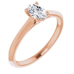 Custom 18K Rose 6x4 mm Oval Solitaire Engagement Ring Mounting - STULLER- Diamond Cellar