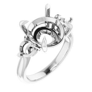 Custom 18K White 12 mm Round Engagement Ring Mounting - STULLER- Diamond Cellar