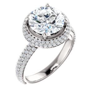 Custom 18K White 9 mm Round Engagement Ring Mounting - STULLER- Diamond Cellar