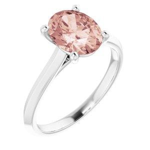 Custom 18K White 9x7 mm Oval Solitaire Engagement Ring Mounting - STULLER- Diamond Cellar