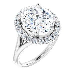 Custom Platinum 12x10 mm Oval Engagement Ring Mounting - STULLER- Diamond Cellar