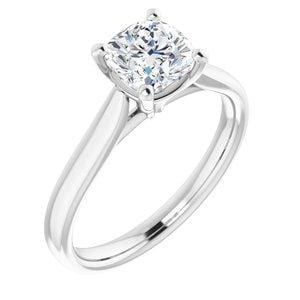 Custom Platinum 6 mm Cushion Engagement Ring Mounting - STULLER- Diamond Cellar