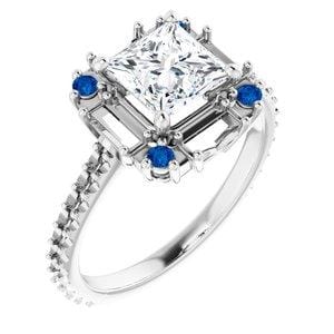 Custom Platinum 6 mm Square Engagement Ring Mounting - STULLER- Diamond Cellar