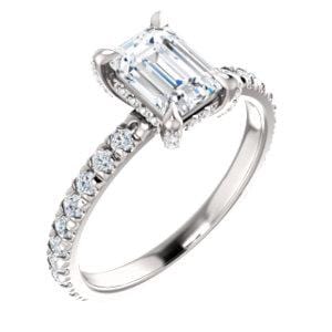 Custom Platinum 7x5mm Emerald 1/2 CTW Diamond Semi-Set Engagement Ring - STULLER- Diamond Cellar