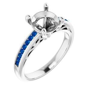 Custom Platinum 8 mm Round Engagement Ring Mounting - STULLER- Diamond Cellar
