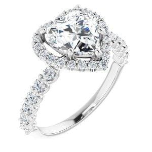 Custom Platinum 8x8 mm Heart Engagement Ring Mounting - STULLER- Diamond Cellar